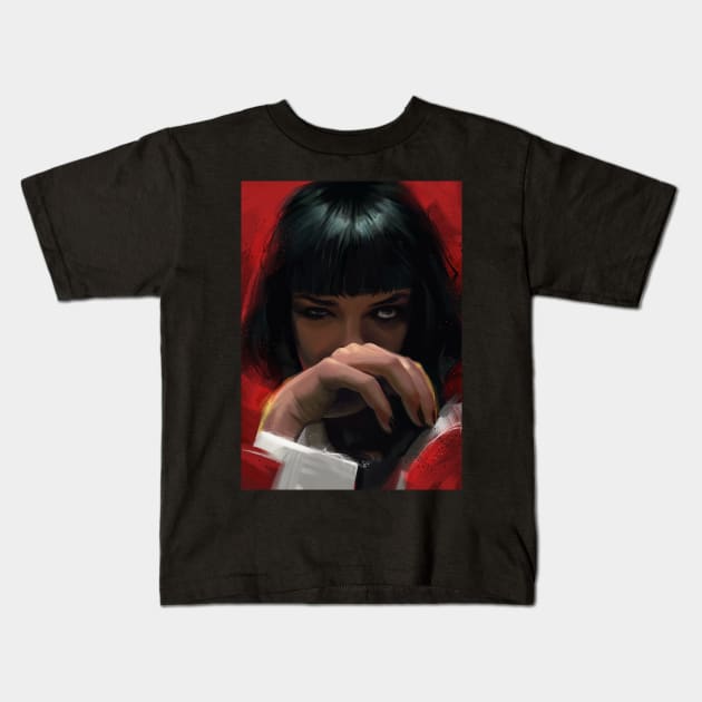 Mia Wallace Hand Kids T-Shirt by nabakumov